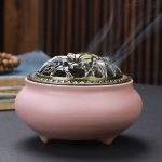 buddha with antique alloy wire incense burner copper lid ceramic incense burner 10