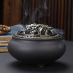 buddha with antique alloy wire incense burner copper lid ceramic incense burner 6