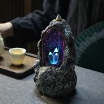 resin backflow incense burner crystal cave led light incense burner 2